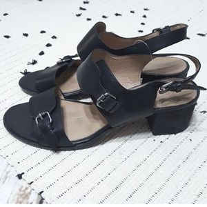 Madewell Mariel Black Leather Block Heel Sandal